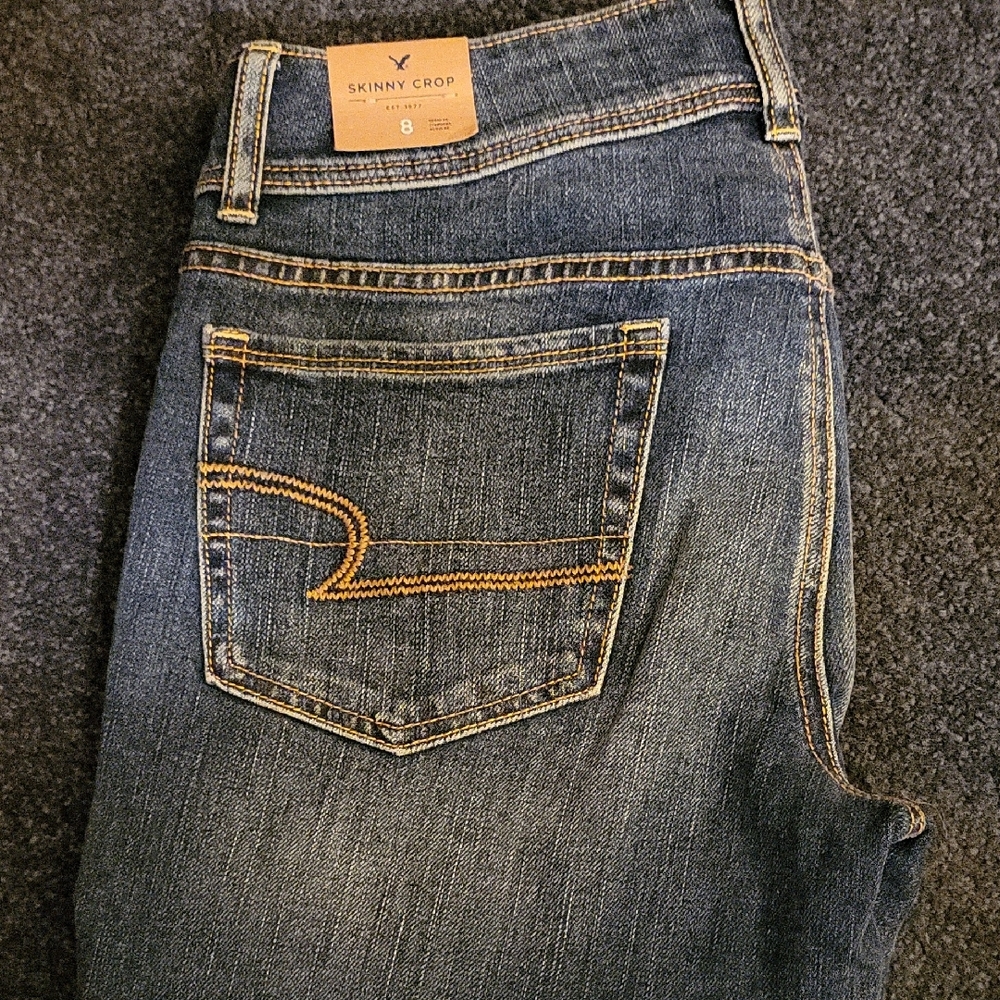American Eagle Outfitters Distressed Blue Skinny Jeans - Picture 3 of 8